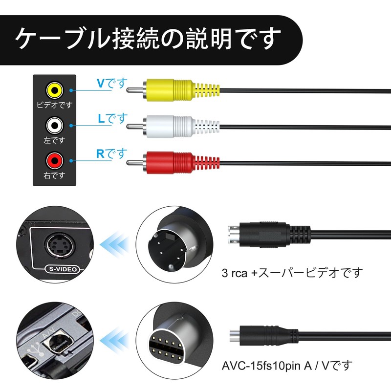 VMC-15FS VMC Audio Video Cable, AV to RCA Cable Cord