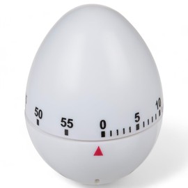 MIJOMA Kitchen Timer in Egg Shape, 60 Minute Timer, Plastic, Egg Timer, Countdown Timer, Practical Timer for Your Kitchen (Egg White)