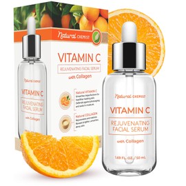 Natural Chemist - Suero de vitamina C con colágeno, probado por dermatólogos, aclaramiento de la piel, antienvejecimiento, tratamiento para el acné, manchas oscuras, cuidado de la piel coreano sin crueldad para todo tipo de piel, 1.69 onzas