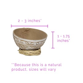 The Curated Pantry Mezcal Jicaras (Small, Shot Glass Size) - Holds 2-3 Ounces - Hand-carved from Mexico with Natural Fiber Base (White, 2)