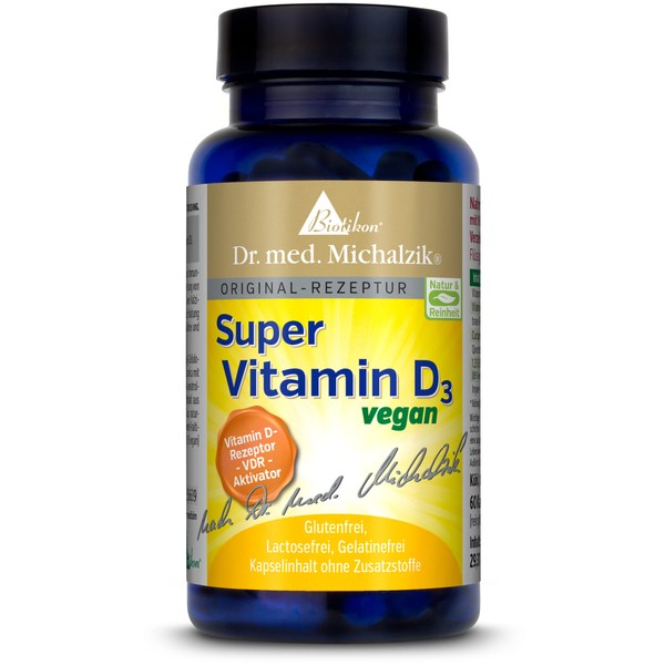 BIOTIKON® Vegan Super Vitamin D3 Dr. med. Michalzik - New Vitamin D Formula with Curcuma + Resveratrol + Quercetin - No Additives