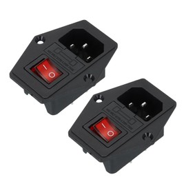 MECCANIXITY Power Switch 10A 250V AC Rocker Switch 3 Pin IEC320 C14 Inlet Male Power Socket Power Connector Inlet Module Plug for Lab Equipment Devices,Pack of 2
