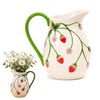 White Strawberry Pitcher Vase Ceramic Jug with Handle | Home