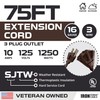 Iron Forge Cable 75ft Brown Outdoor Extension Cord with 3