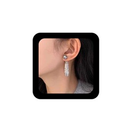 Allereya Boho Blatt Perle Baumeln Ohrringe Perle Ohr Jacke Ohrringe Silber Blatt Tropfen Ohrringe Cluster Blatt Ohrringe Olivenblätter Ohrringe Schmuck Für Frauen (silver2)