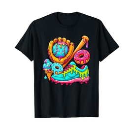 Baseball Ice Cream Drip and Donuts Baseball Stuff For Boys T-Shirt