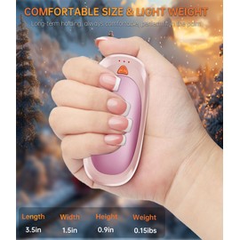 Tydse Hand Warmers Rechargeable with 10000mAh Charging Case, 2000mAh Portable Hand Warmers 2 Pack, Reusable Electric Pocket Heater for Hunting, Camping Gear, Outdoors, Gifts for Christmas - Pink