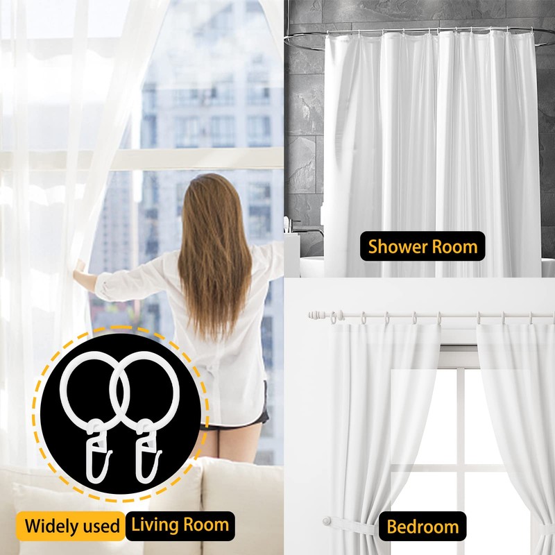 Plastic Rings with Folding Hooks, Plastic Curtain Rings for Universal
