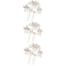 Beavorty 3sets Bride to Be Wedding Hair Comb Pearl Hair Pin Side Comb Styling Pins 5pcs*3