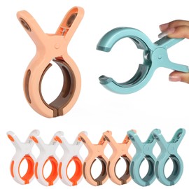 Beach Towel Clips, 8 Pack Plastic Towel Holder, Jumbo Size Windproof Strong Beach Chair Clips for Pool Boat Cruise Lounge Chairs Clothes Blanket(3 Colors)