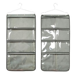 NIMES Durable Hanging Closet Underwear Sock Bra Stocking Organizer Dual-Sided Accessories Storage with 12 Large Clear Pockets (Grey)