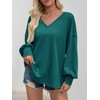 Fisoew Womens Oversized Sweatshirts Casual V Neck Lantern Long Sleeve