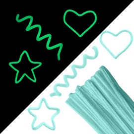 Pipe Cleaners Craft Supplies, Glow-in-The-Dark Chenille Stems with Dense Fiber, Craft Supplies for Art DIY Decorations. Suitable for Making Holiday Related Decorations. (Cyan)