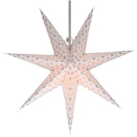 GURU SHOP Foldable Advent Luminous Paper Star, Christmas Star 60 cm - Milenka White, Paper Stars 60 cm