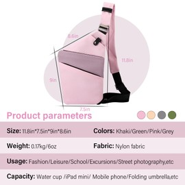 North Carry Slim Sling Bag,Anti-Theft Waterproof Shoulder Backpack Chest Crossbody Bag for Men Women, Right Pink