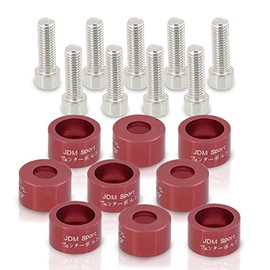 AJP Distributors JDM Exhaust Header Manifold Cap Cup Washers Bolts Aluminum Kit Red Compatible/Replacement For Civic Integra RSX CRX DelSol EF EG EK DC D15 D16 B16 B18 B20 F20 F22 H22 H23 K20 K24