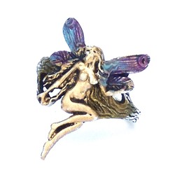 Romantic 925 Sterling Silver Fairy Goddess Angel Statement Ring Hand Tinted Fantasy Art Nouveau Boho Jewelry for Women Size 9 Goddess Arts Collection