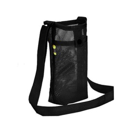 FUZVOL Water Bottle Carrier Bag with Adjustable Shoulder Hand Strap Portable Durable Water Bottle Sling Mesh Holder for Adults Kids Hiking Camping Travelling Outdoor Gym Exercise (Black)