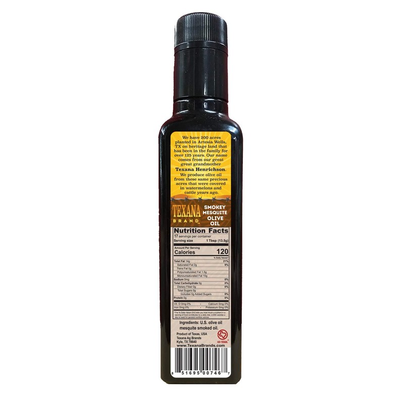 Texana Brand Smokey Mesquite Infused Olive Oil, 250ml (8.5oz)