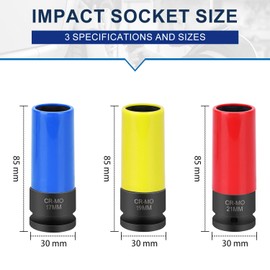 Nikcrlo 1/2-Inch Drive 17 mm Impact Wrench Socket, CR-MO Steel - Protects Individual Rims and Wheel Nuts with Protective Sleeves