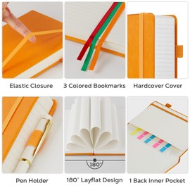 FOCUS DAY A4 Hardcover Notebook, Large 8.5 x 11 Notebook Journals for Writing Note Taking Women & Men, 320 Pages Hardcover Work Notebook Journal Notepad Writing Pads, Orange