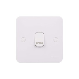 Schneider Electric Lisse White Moulded - Single Retractable 2 Way Push Button Light Switch, 10A, GGBL1012RPS, White, Pack of 10