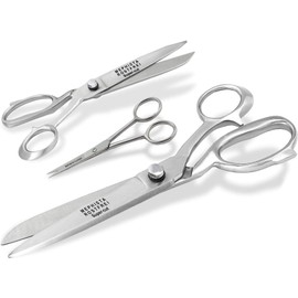 Premium Fabric Scissors Set Dressmaking Scissors Textile Scissors Craft Scissors Micro Teeth Embroidery Scissors Sewing Scissors 3-Piece Silver