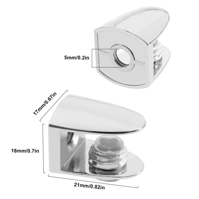 eMagTech 8Pcs Adjustable Glass Shelf Bracket with 8X Screws Clamp