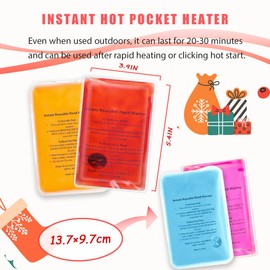 Reusable Snap Heat Pack, Hand Warmers Boil Click Heat Pocket Hand Warmer, Pouch Gel Hand Warmers for Camping for Outdoor, Indoor, Working, Studying, Camping, Warm Gifts