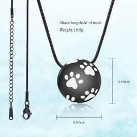 AIWENXI Paw Urn Cremation Necklace Dog Cat Pet Paw Print Cremation Jewellery for Pet Ashes Animal Keepsake Memorial Charm Pendant Necklace