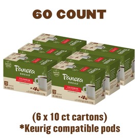 Panera Bread Colombian Medium Roast Coffee, Single Serve 60 Count Pods (6 Packs of 10)