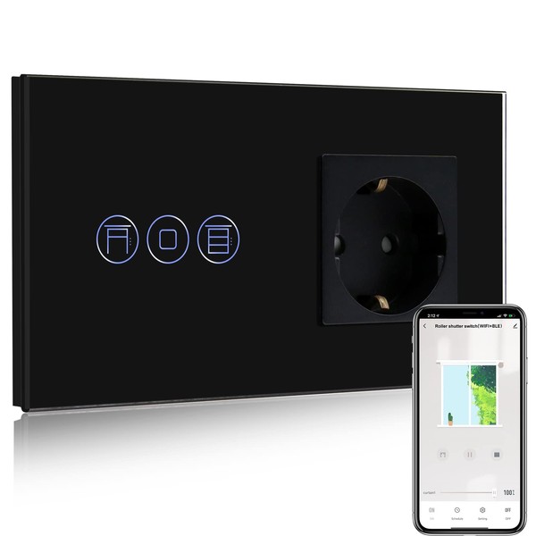 Bseed Normal Socket with Smart Alexa Roller Shutter Switch, WiFi