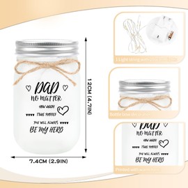 TaoQ C Mason Jar for Dad, Mason Jar Night Light for Dad, Father's Day Decorative Jar Home Night Gift for Father from Daughter Son