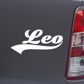 Custom Brother - Leo Name White Color Car Laptop Wall Bumper Decal Sticker, DesX9