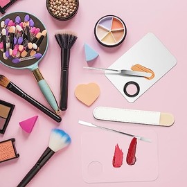 Voiluk Set De Maquillaje Profesional Coreano De 5 Piezas Con Espátula Para Base, Paleta De Maquillaje De Acero Inoxidable, Paleta Cosmética Acrílica, 
