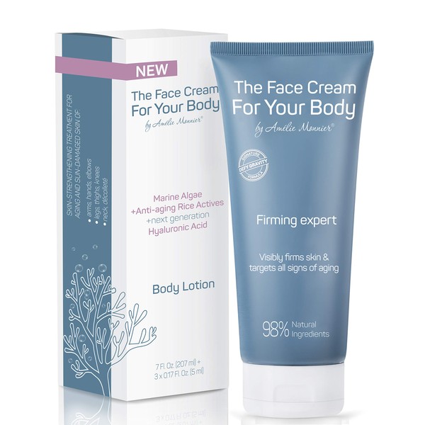 The Face Cream For Your Body - Crepey Skin Repair Treatment - European Advanced Body Repair Treatment to Erase Crepe skin on Arms and Legs, Face and Neck, Hands. Firming body lotion 7.5oz plus travel sachets