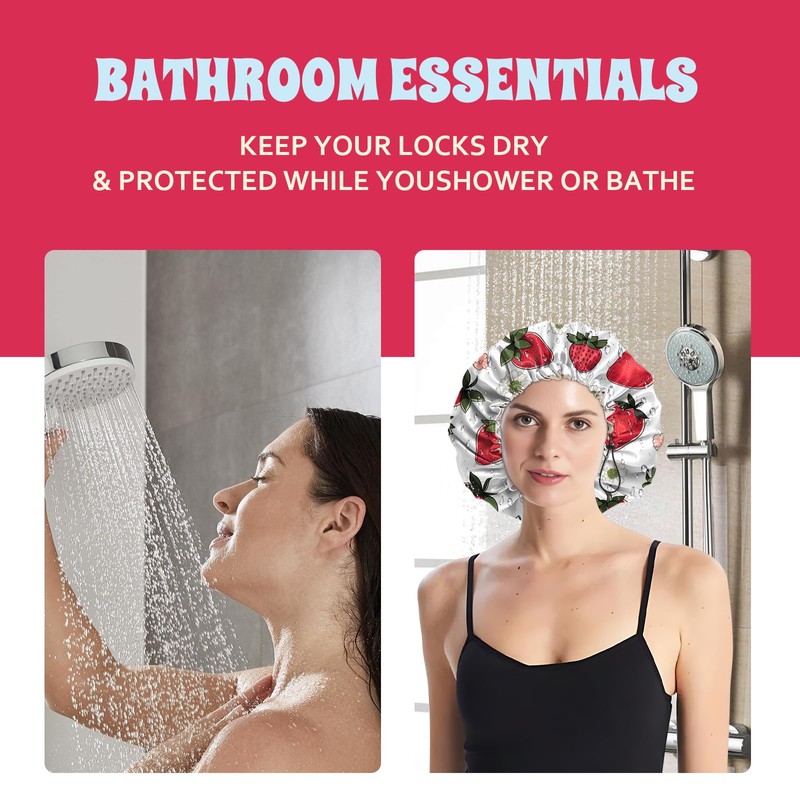 Luxury Shower Cap Satin Lined Reusable Waterproof Double Layer Elastic
