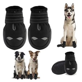 Dog Boots, Medium and Large Dog Boots and paw Guards, Suitable for Snowy Winter Days, hot Summer Roads, Waterproof in The rain, Outdoor Walks, Indoor Hard Surface Anti-Slip Shoes 4 Pieces