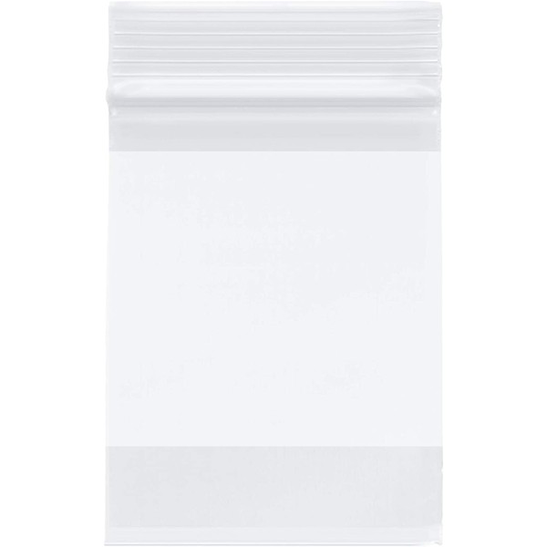 Plymor Heavy Duty Plastic Reclosable Zipper Bags w/White Block, 4 Mil, 3" x 4" (Pack of 100)