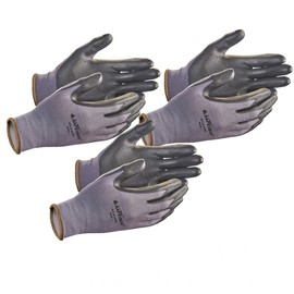 SAFEGEAR Nitrile Gloves, Smooth Palms, 3-Pair, Black Nitrile & Gray Nylon Knit Gloves, Disposable, Latex Free, Ultra-lightweight, Breathable & Comfortable Safety, Work & Gardening Gloves, Large