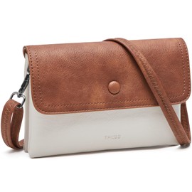 TFKGS Small Crossbody Bags for Women, Vegan Leather Travel Purse, Cell Phone Shoulder Bag with Adjustable Strap&Card Slots White with Brown