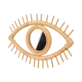 HOKZYHOUSE Funky Mirrors for Wall Evil Eye Decor Rattan Boho Mirror Eye Shaped Wall Mirror for Home Hotel Bathroom Decoration 16.5x10.6