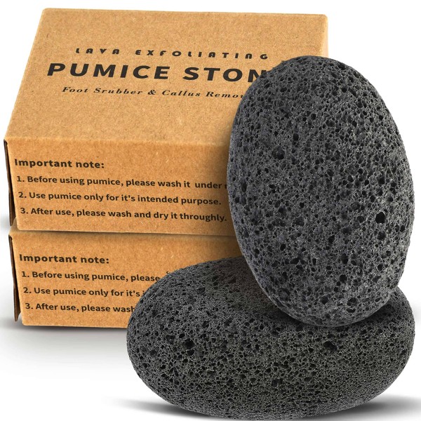 Maryton Natural Pumice Stone for Feet - Lava Foot Exfoliator Scrubber Pedicure Tools, Dead Skin Corn Callus Remover for Feet and Hands, 2 Count