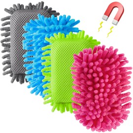 Epakh 4 Pieces Dry Erase Erasers Magnetic Whiteboard Eraser Washable Microfiber Shag for Classroom, Home and Office Use(Gray, Blue, Green, Rose Red)