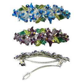 Set of 2 JCGY Crystal Flower Barrettes for Women Girls U86800-1-2sbluePurple
