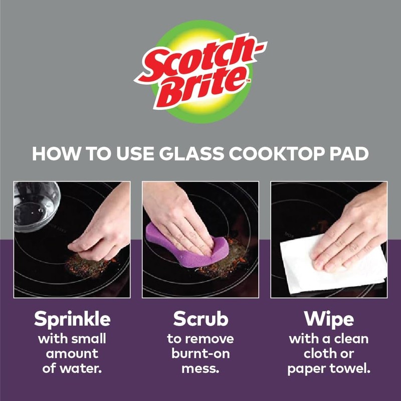 Scotch-Brite Glass Cooktop Pads, Scratch-Free & Non-Abrasive Scrubbers for Glass