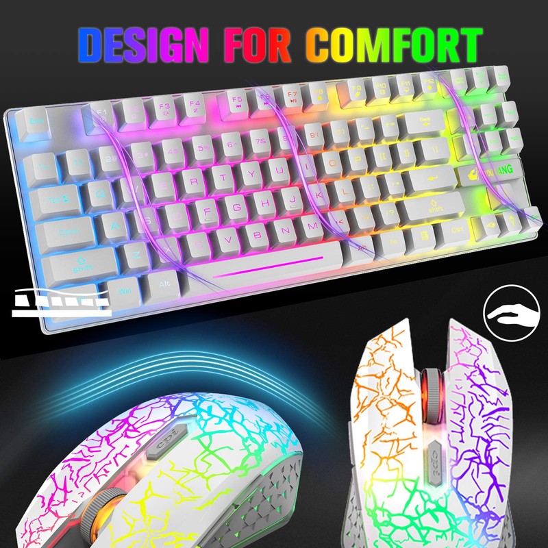 Wireless Gaming Keyboard and Mouse Combo with 87 Key Rainbow