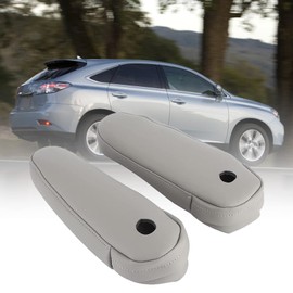 Priprilod 2pcs Gray Leather Seat Replacement Armrest Cover Compatible with Lexus RX 300 330 350 2003 2004 2005 2006 2007 2008 2009 (Only Leather Part)