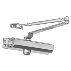 Dynasty Hardware Door Closer, Commercial Hydraulic Closer, Self-Closing, Spring Size 4, Surface Mount, Sprayed Aluminum, Series 4000