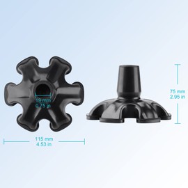 supregear Cane Tip with 6 Prong, Non-Slip 6 Support Rubber Cane Tip Self Standing Replacement Cane Tip for 19 mm Diameter Standard Walking Cane Folding Cane Cane Accessory, Black